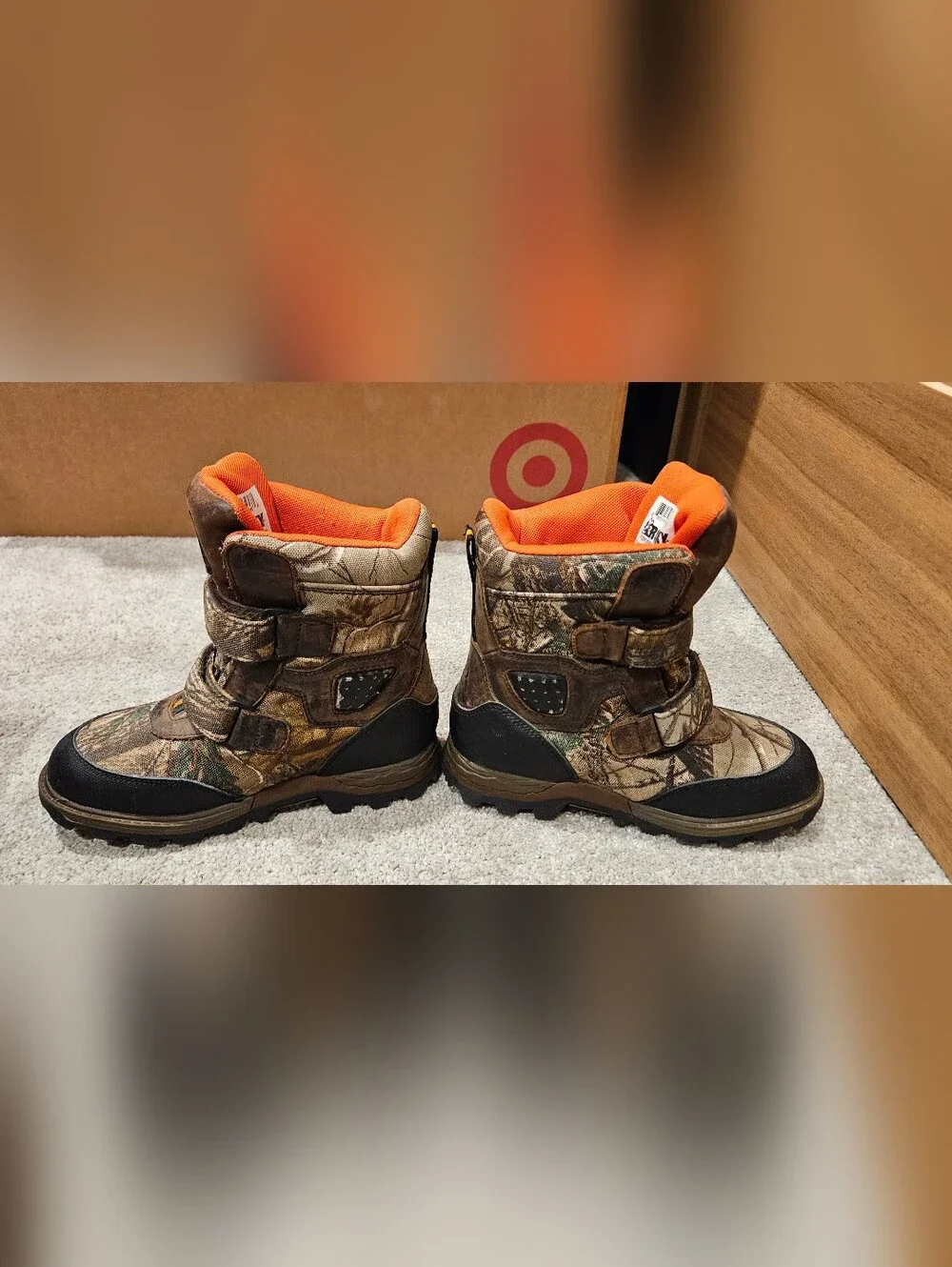 Rocky Kids Camo Waterproof Boots with Orange Lining